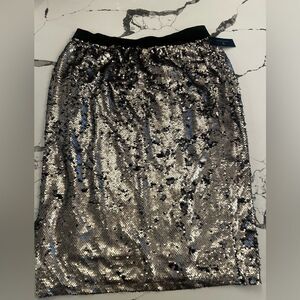 Worthington Silver Sequin Midi Skirt NWT Large